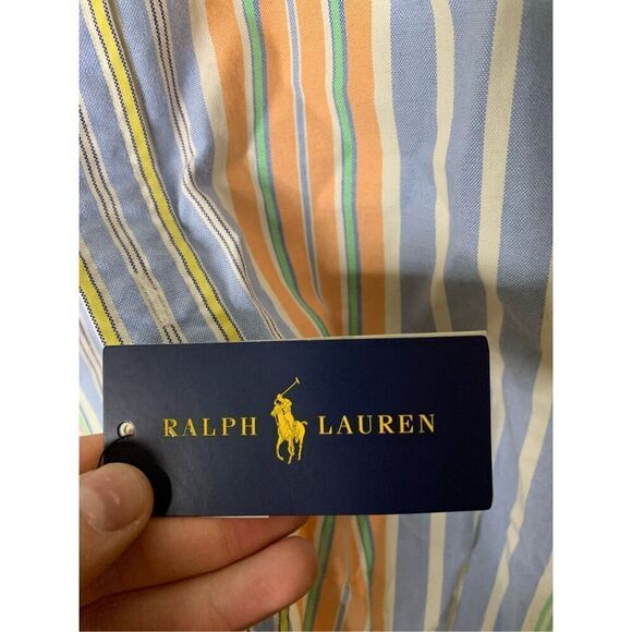 Ralph Lauren 100% cotton fun shirt striped men's size large NEW WITH TAGS - Picture 5 of 7